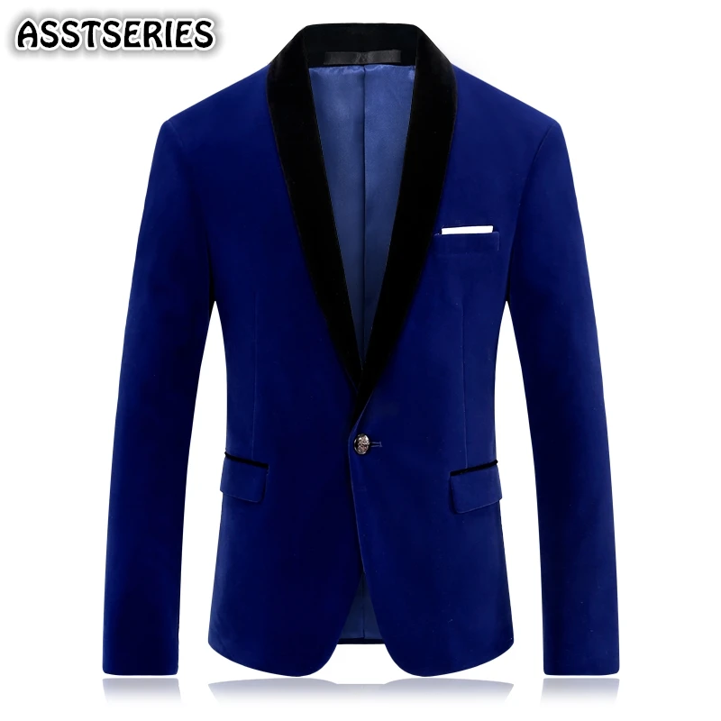 

Asstseries Blazer Men Slim Fit Red Suit Jacket Velour Royal Blue Classic Wedding Suits Dress Velvet Blazers Groom Men Blazer