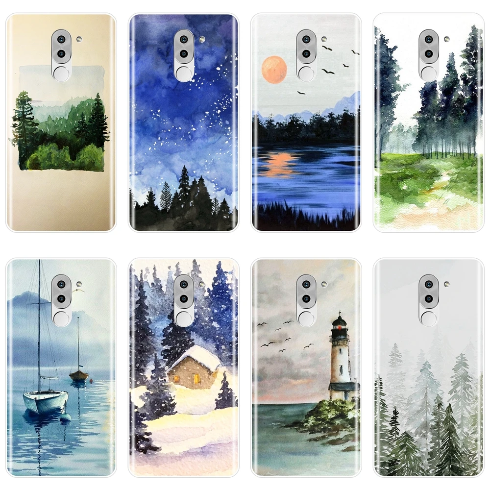 

Phone Case For Huawei Honor 4C 5C 6C 6A Pro Forest Art Sky Sea Tree Silicone Soft Back Cover For Huawei Honor 4X 5A 5X 6 6X Case