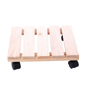 

1Pc 25x25cm Square Rustic Movable Rolling Wood Tray Coaster Flower Pots Stand Wood Planter Caddies Rustproof Casters for Garden