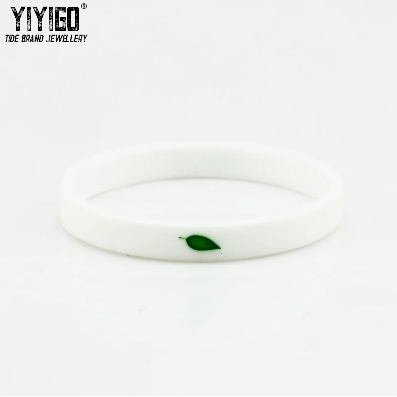 Небольшой свежий зеленый лист браслет черный белый зеленый пара моделей силиконовый браслет для мужчин и женщин простой браслет - Окраска металла: 190mm-White