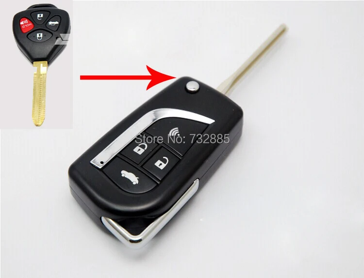 

Uncut Blade Modified Folding Flip Remote Key Shell 4 Buttons For Toyota Camry Remote key shell 3 Buttons/4 Buttons