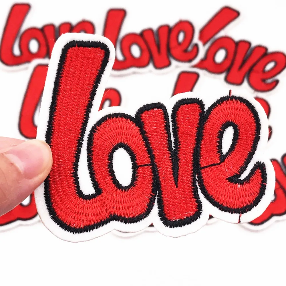 10 шт./партия, вышитые патчи с надписью Love для девочек и мальчиков, аксессуары для одежды, значки