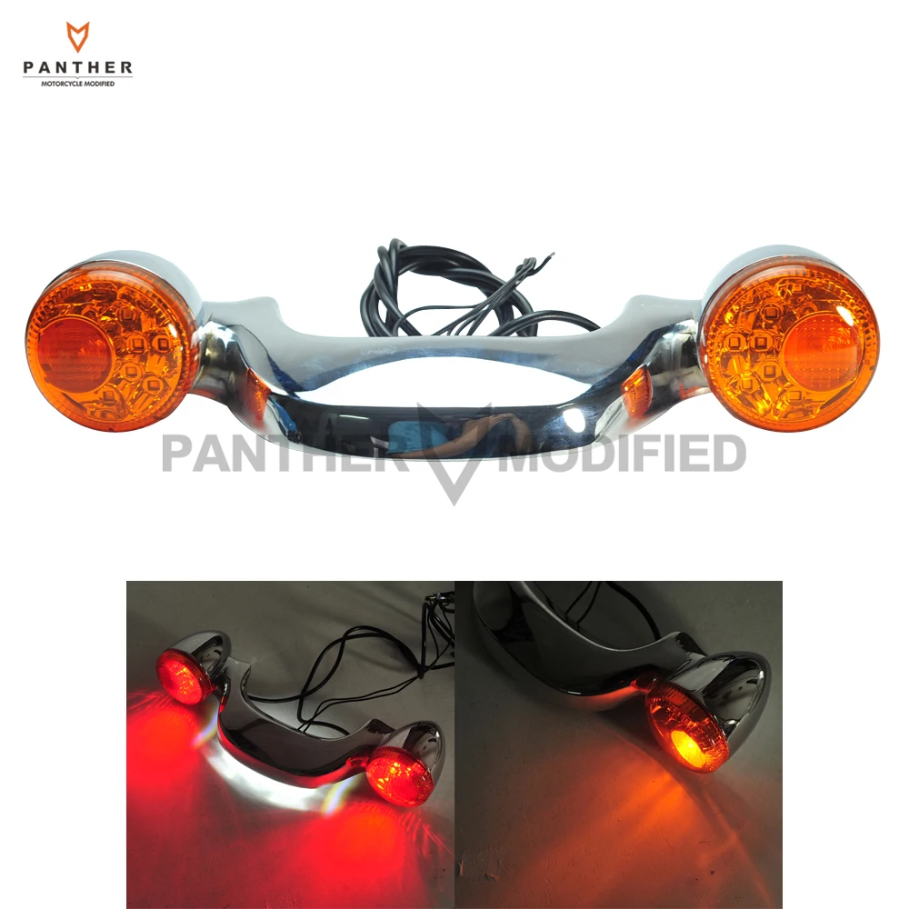 

Chrome Motorcycle LED Rear Turn Signal Brake Light Bar Case for Harley Touring Street Road Glide 2010-2016