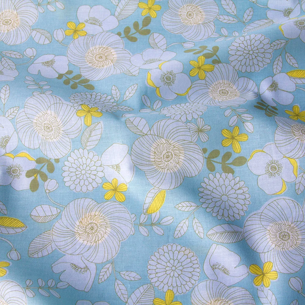 50cm*110cm Japanese Nina Soft and Thin Floral Cotton Fabric Quilting Fabric for sewing Flower A