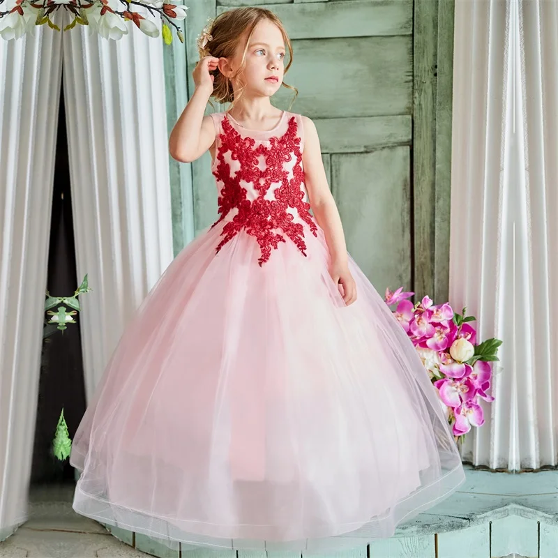 Элегантные вечерние платья принцессы с цветочной вышивкой; детское вечернее платье с цветочным узором для девочек на свадьбу; платья для девочек-подростков; Одежда для девочек