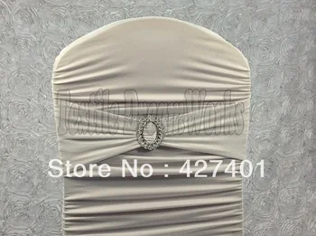 

White Spandex Bands / Lycra Band With Oval Buck For Wedding & Banquet