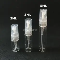 50 шт./лот 2 мл 3 мл 5 MLClear Стекло с распылителем Портативный духи распылителя Мини-проба Тесты бутылки пробки тонкий Стекло флаконы