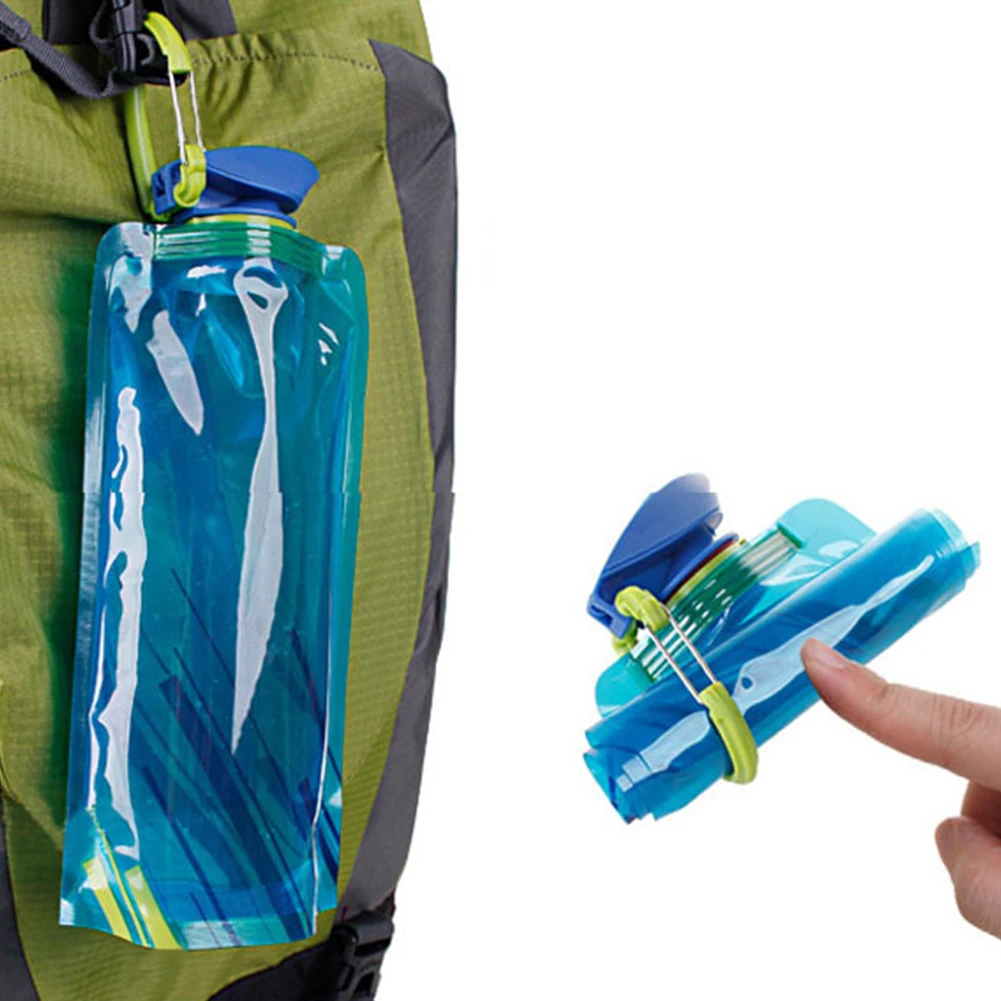 Portable 1L Outdoor Foldable Folding Plastic Light Drinking Water Bottle Bag Pouch Bladder Sport Bags For 