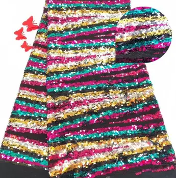 

good looking african Indian lace fabric with sequins for fashion dress S-6317