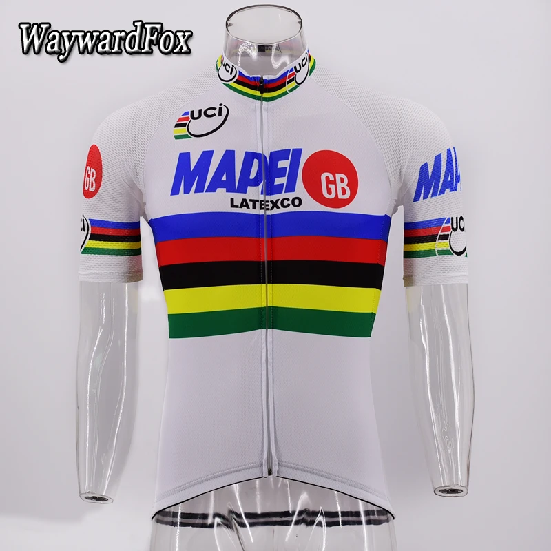 

Hot retro white men Cycling Jersey pro team Short Sleeve Bicycle Jersey Road Bike Cycling Clothing Quick dry Maillot Ciclismo