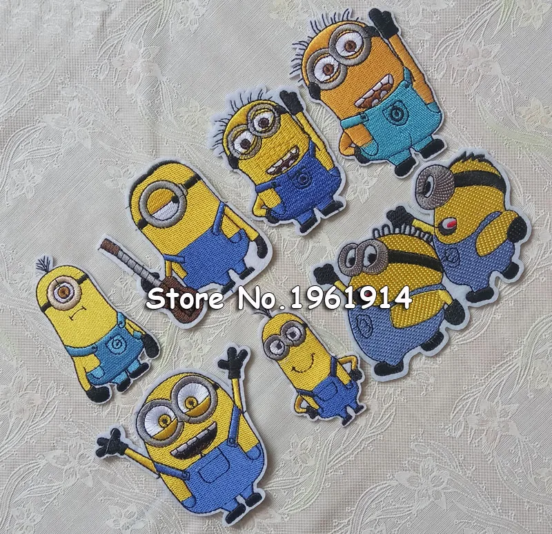 

7pcs Minions fabric patch applique child sweater minion clothes down coat denim embroidery adhesive decoration stickers car