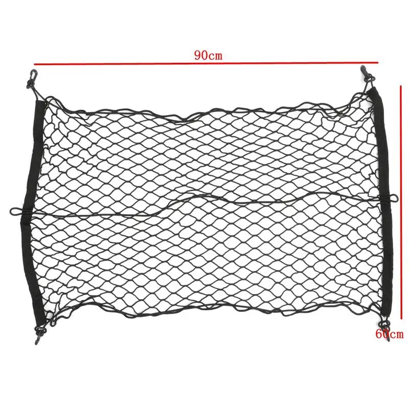 Универсальная автомобильная сетка для внедорожника на задний багажник, тянущаяся сетка для хранения багажа, полипропиленовая эластичная сетка черного цвета, 90x60 см