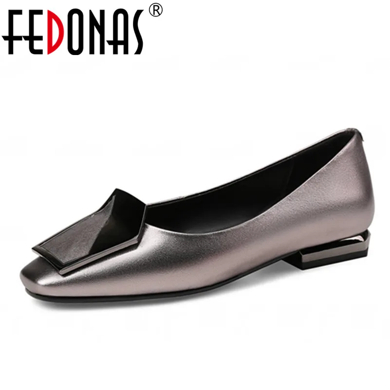 Acheter FEDONAS 2018 Nouvelle Mode Femmes Chaussures En Cuir Véritable Bout Carré Mince Haute Talons De Luxe Chaussures Femme De Mariage Parti Pompes Grande taille