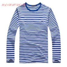 Для Мужчин's футболка в полоску Демисезонный новые модные мужские рубашки с длинным рукавом в полоску, рубашка в морском стиле футболки для Для мужчин Для Мужчин's футболки WS541