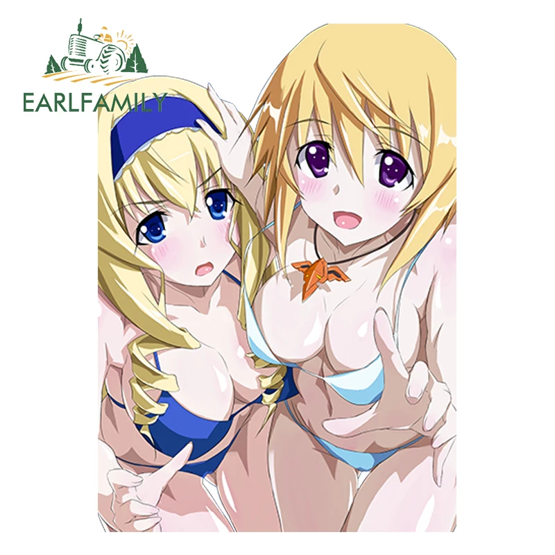 

EARLFAMILY 13cm x 9.2cm Japanese Anime Infinite Stratos Sexy Beauty Cecilia Alcott, Charlotte Dunois Drift Decal Bumper Stickers