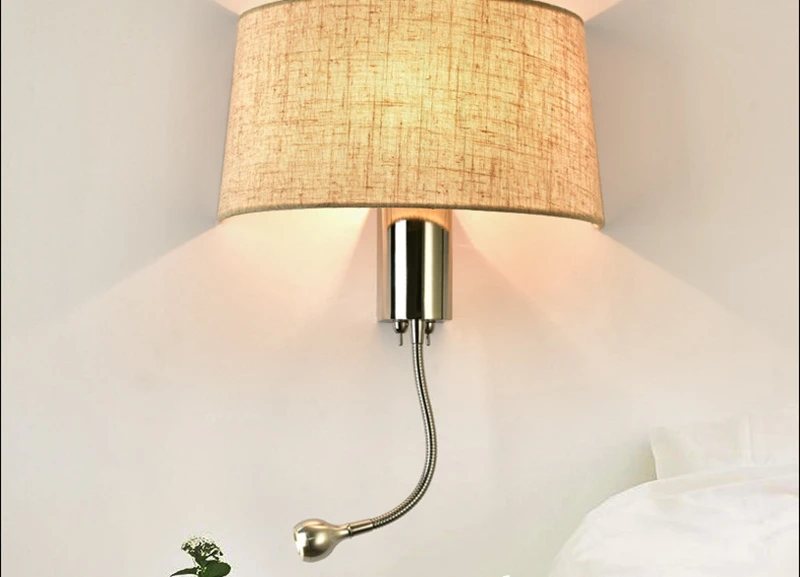 Simple Modern LED Fabric Wall Light for Bedroom Bedside Living Room Hotel Wall Lamp Home Decoration Light with 2 Color Lampshade (1)