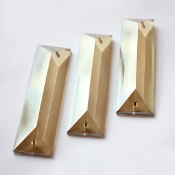 

20pcs/lot 22*100MM machine grinding champagne triangle crystal bar prism chandelier crystal in 2 holes Home Curtain Accessories