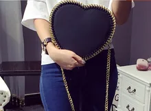 2016 Special Offer Pocket Zipper Chains Hot Love Form Inclined Bag, The Peach Pericardium Heart Chain Mini Single Shoulder Bag