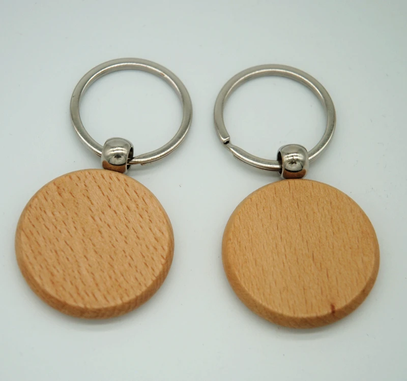 

50pcs Blank Round Wooden Key Chain DIY Promotion Customized Key Tags Promotional Gifts