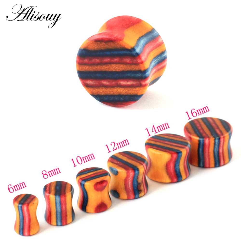 1PC Ear Plugs Wood Flesh Tunnels Saddle Ear Gauges 6mm-20mm Solid Hollow Body Piercing Jewelry For Men Women Expanders