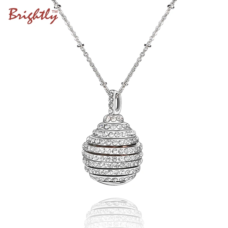 

Brightly Luxury Long Necklace Dazzling Sphere Rotatable Pendant Necklace For Women OL Style Dropshipping