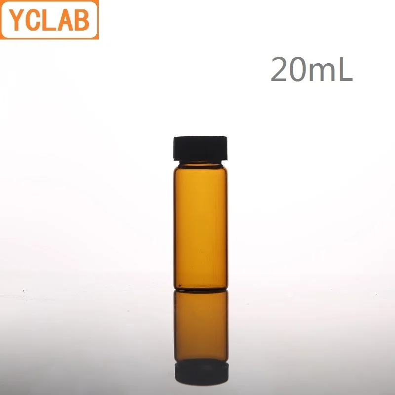 

YCLAB 20mL Glass Sample Bottle Brown Amber Screw with Plastic Cap and PE Pad Laboratory Chemistry Equipment