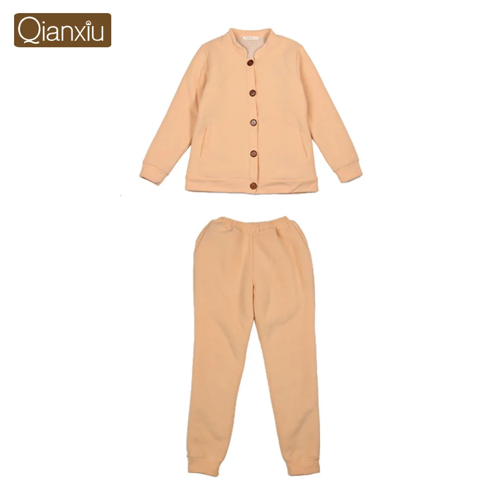 Бренд Qianxiu пижамы из плотного флиса кардиган для женщин пижамный комплект мужчин Lounge одежда 1447