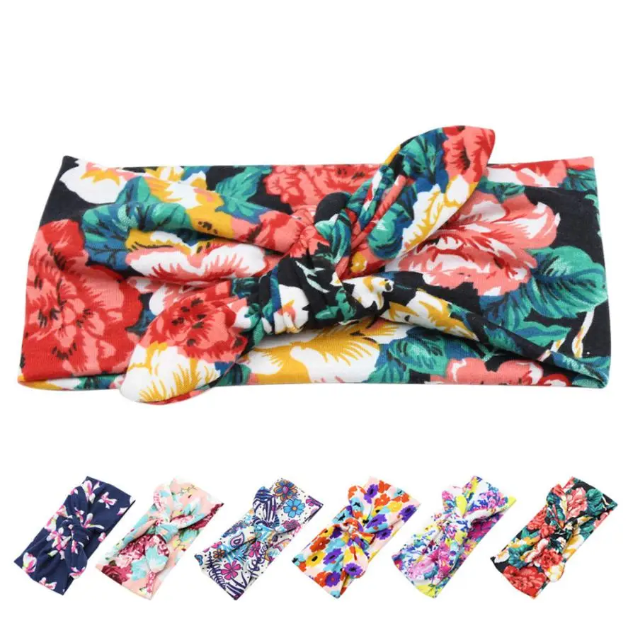 

PARRY baby shoes drop ship Baby Unisex Flower Printed Knot Headband Baby Hair Accessories S55 scrunchies st1 MAY31