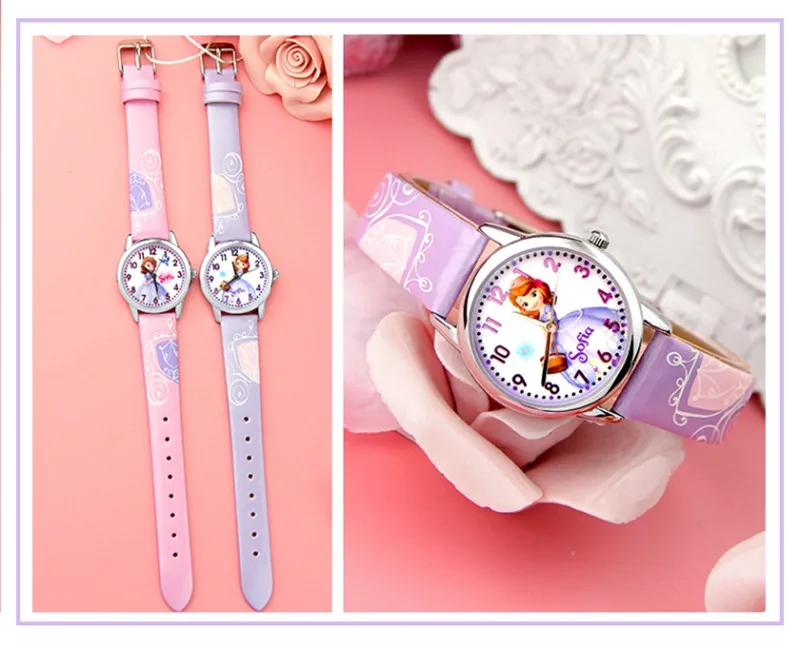 Brave Sofia Princess Child Lovely Quartz Watch Little Girls Dream Fashion Casual Leather Waterproof Watches Kid Favorite Clock