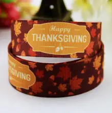 Free shipping 7/8″ 22mm Thanksgiving fallen leaves Printed grosgrain ribbon,hair bow DIY clothing materials packaging 20yards