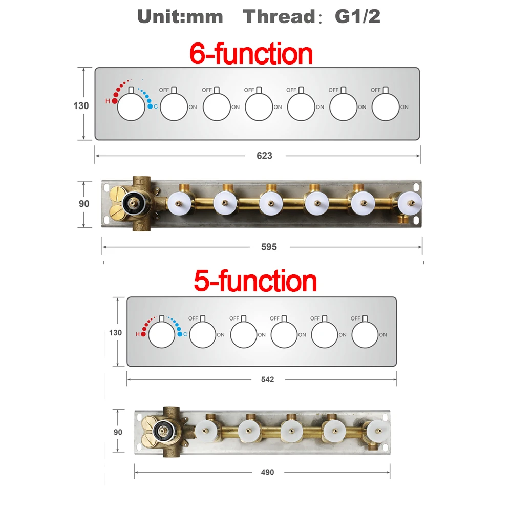 Bathroom Shower Valve Mixing Big Water Flow Shower Faucets 6 Ways Thermostatic Brass Diverter Valves Shower Controller Chrome