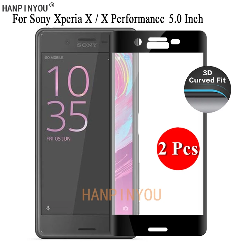 2 шт. для Sony Xperia X F5121 / Performance 9H ультратонкий 3D изогнутый Полноэкранный протектор из