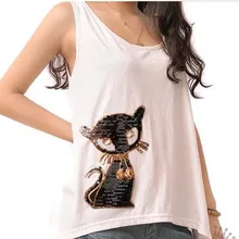 Нашивки, аксессуары для одежды, одежда, женские футболки, свитера, патчи, блестки, черные Коты, бусины, вышитые тубы