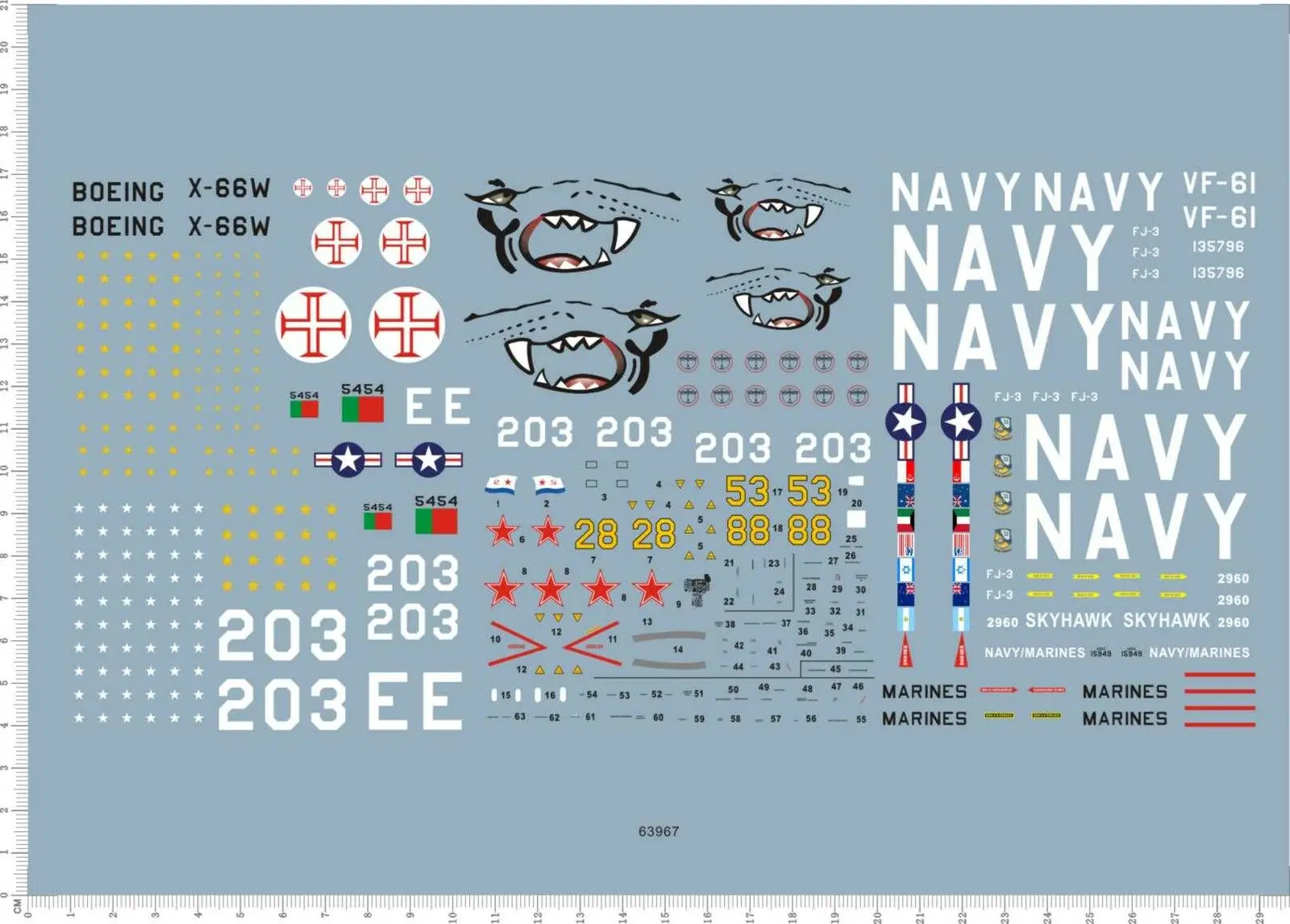 

1/48 1/72 Scale US NAVY YAK-38 G-91 A-4 Aircraft Model Kit Water Slide Decal