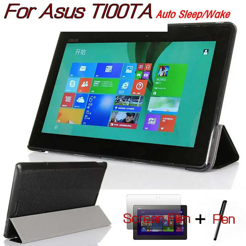 

Magnetic Smart Flip PU Leather Case for Asus Transformer Book T100TA 10.1" Tablet Funda Cover With Free Screen Film+Stylus Pen