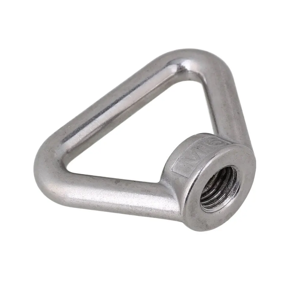 

Triangle Shape Silver M16 304 Stainless Steel Eyed Threaded Nuts Lifting Gear Fasteners Lifting Eye Bolt