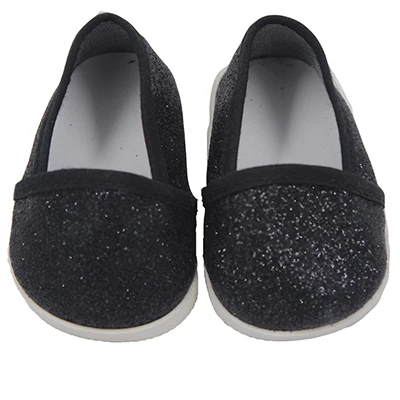 Милые туфли в американском стиле для куклы 18 дюймов; 4 цвета; модные туфли для новорожденных; модель 1/4 года; удобная обувь без шнурков для девочек - Цвет: black
