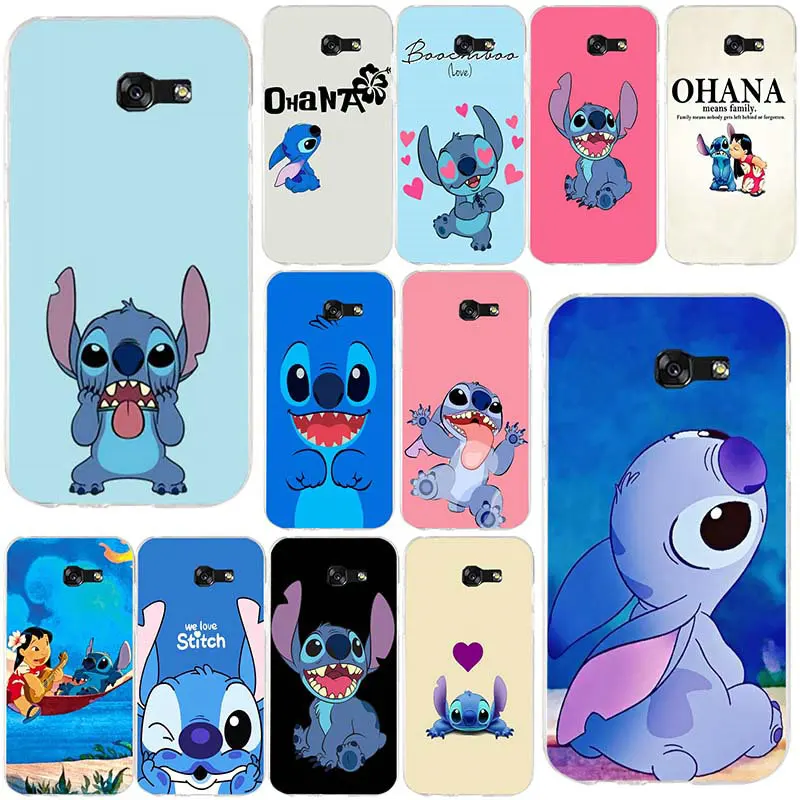 

Soft Silicone Transparent Phone Cases For Samsung Galaxy J1 J2 J3 J5 J7 A3 A5 A7 2016 2017 Cute Ohana Means Family Lilo Stich