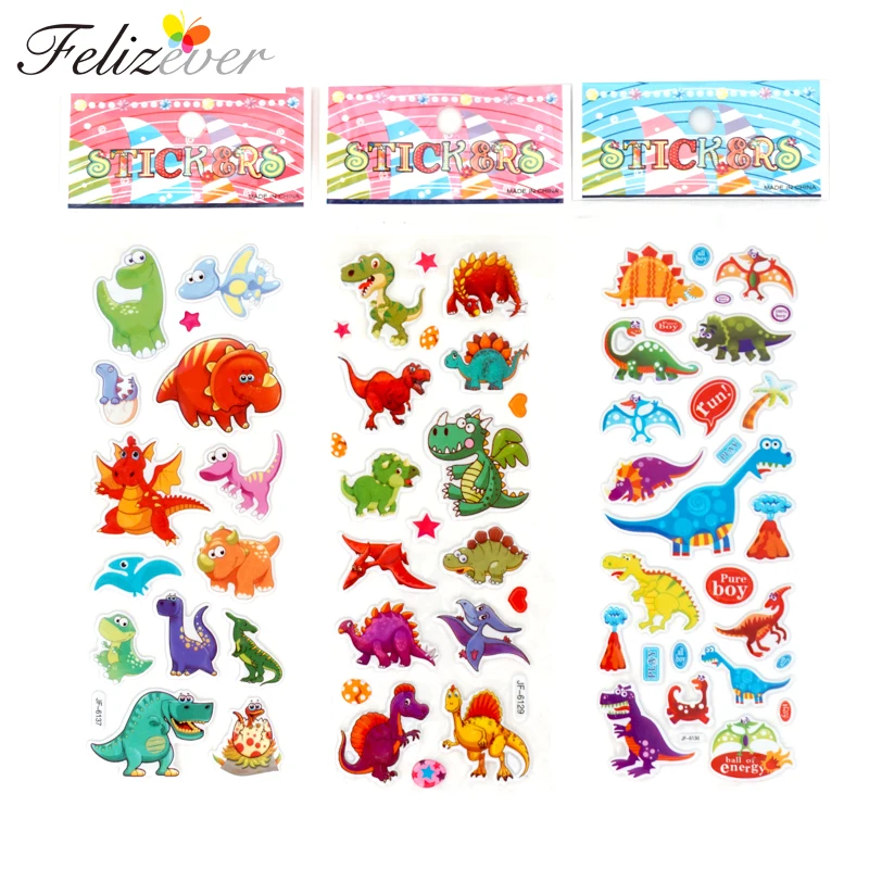 24 Sheets Kids Cartoon Novelty 3D Reusable Puffy Stickers for Girl Kids Party Supplies Birthday Party Favors Treat Bag Fillers