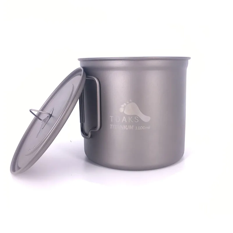 Toaks pot-1100 Ultralight Titanium pot taza acampar al aire libre tazón con tapa de titanio portátil taza 1100 ml