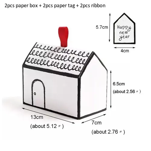 2 комплекта белая подарочная коробка в форме дома с Рождеством ручной работы, коробка для печенья, шоколада, конфет, подарочные упаковочные коробки, бумажные бирки - Цвет: Wide House