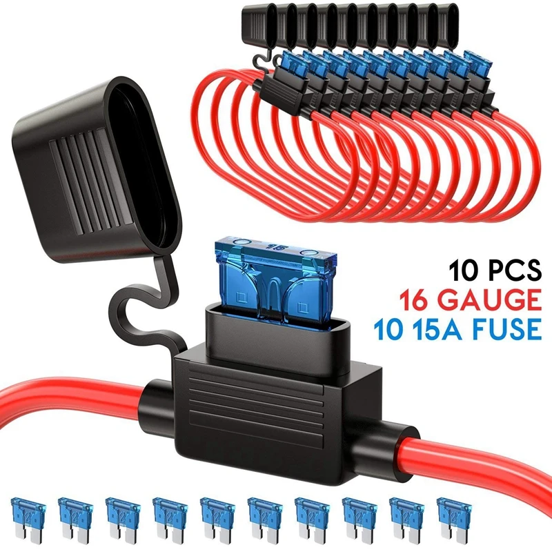 Встроенный держатель предохранителя ATC/ATO Add-a-circuit автомобильный держатель предохранителя 10 шт. адаптер Предохранителя 16 Калибр 20 Ампер лезвие автомобильный держатель предохранителя