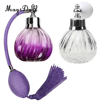 

MagiDeal 2Pcs Vintage Crystal Glass Perfume Bottles Refillable with Atomizer Spray Pump 100ml for Woman Wedding Gift Travel Accs