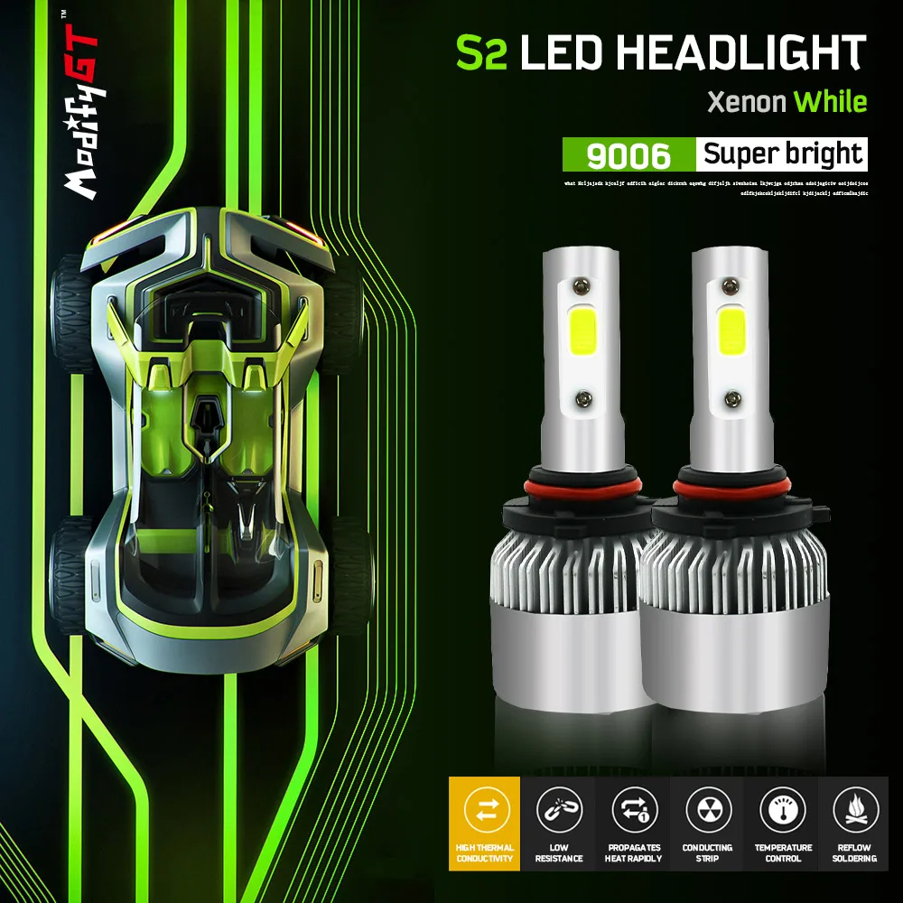 Modifygt S2 H7 Led H4 H11 H1 9005 9006 H3 9012 6000K 12V Белый COB Автомобильные фары светодиодные