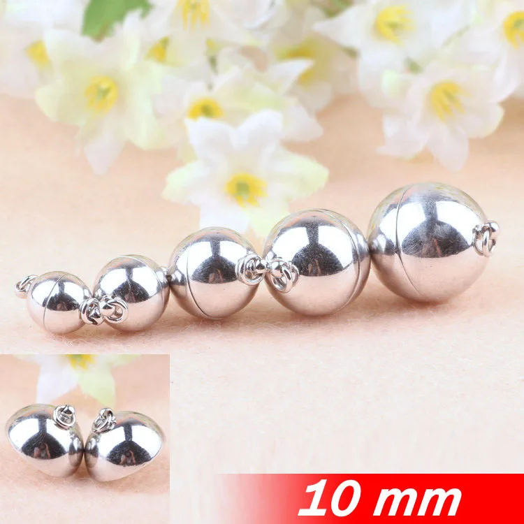 

For Fashion Necklace Bracelet Bulk Platinum Tone diy Components Hot New Metal 10mm Round Jewelry End Magnetic Clasps Buckles