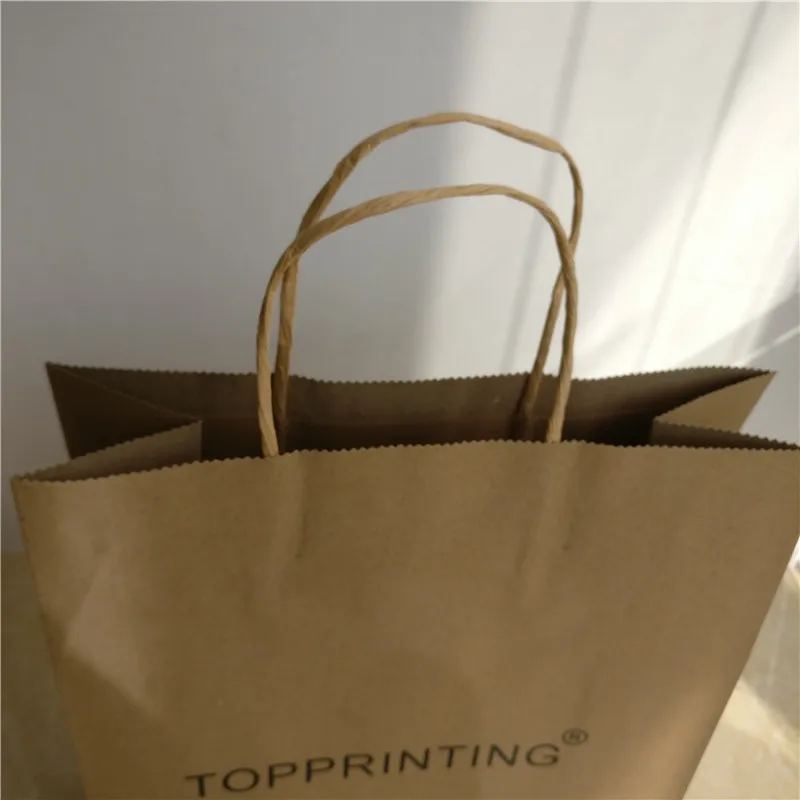 500 шт/Партия дешевые 120 г коричневые крафт бумажные сумочки для шоппинга на заказ с напечатанным логотипом компании для Подарочная одежда сумка для ювелирных изделий