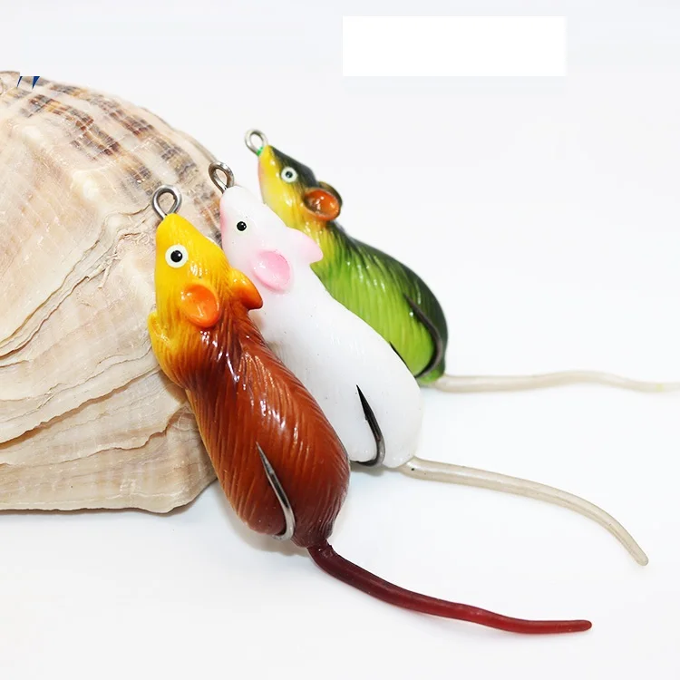 1Pcs 3D Eyes Soft Mouse Bait Bells Sound 6.5cm 12g fishing lure Frog Silicon Artificial Set Sea Swim Bait
