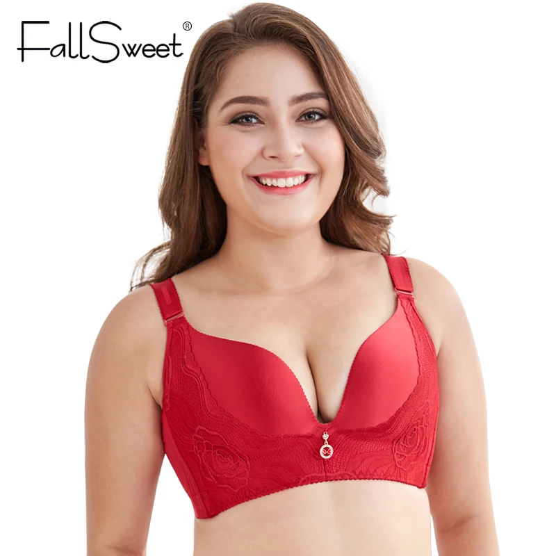 

FallSweet Seamless Bras Plus Size Wire Free Contour Brassiere C D cup 34 to 52 Sexy Women Underwear