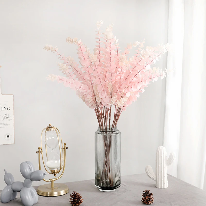 

76cm Fake Leafs Eucalyptus Tree Branch Plastic Artificial Plant Leaves Tropical Decorative Flower For Living room Wedding Decor