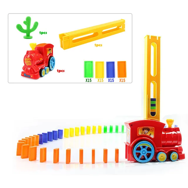 Automatic Domino Laying Toy Train Car with Sound Light Elevator Springboard Bridge Catapult Dominoes Brick Set Gift for Children